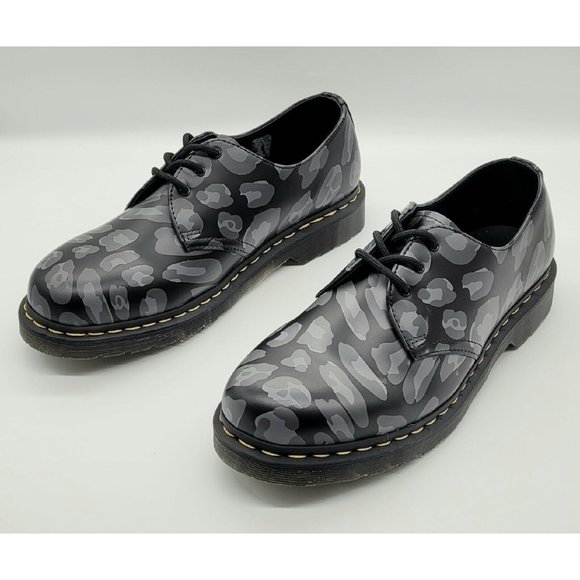 Dr. Martens 1461 Distorted Leopard Print Oxford Shoes - Picture 3 of 8